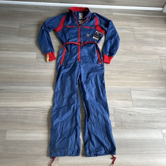 VTG Roffe 360 One Piece Spring Snow Ski Powder Shell Suit Womens M Blue Snowsuit - Picture 2 of 15